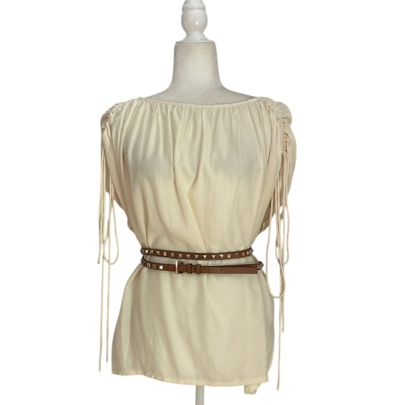 Modern Citizen Akari Semi Sheer Gathered Shoulder Blouse NWOT Cream Natural - Picture 9 of 15